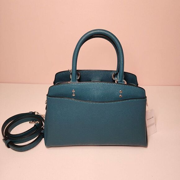 Coach 91146 Mini Lillie Carryall Bag in Deep Turquoise Blue Crossgrain Mineral - Picture 4 of 7